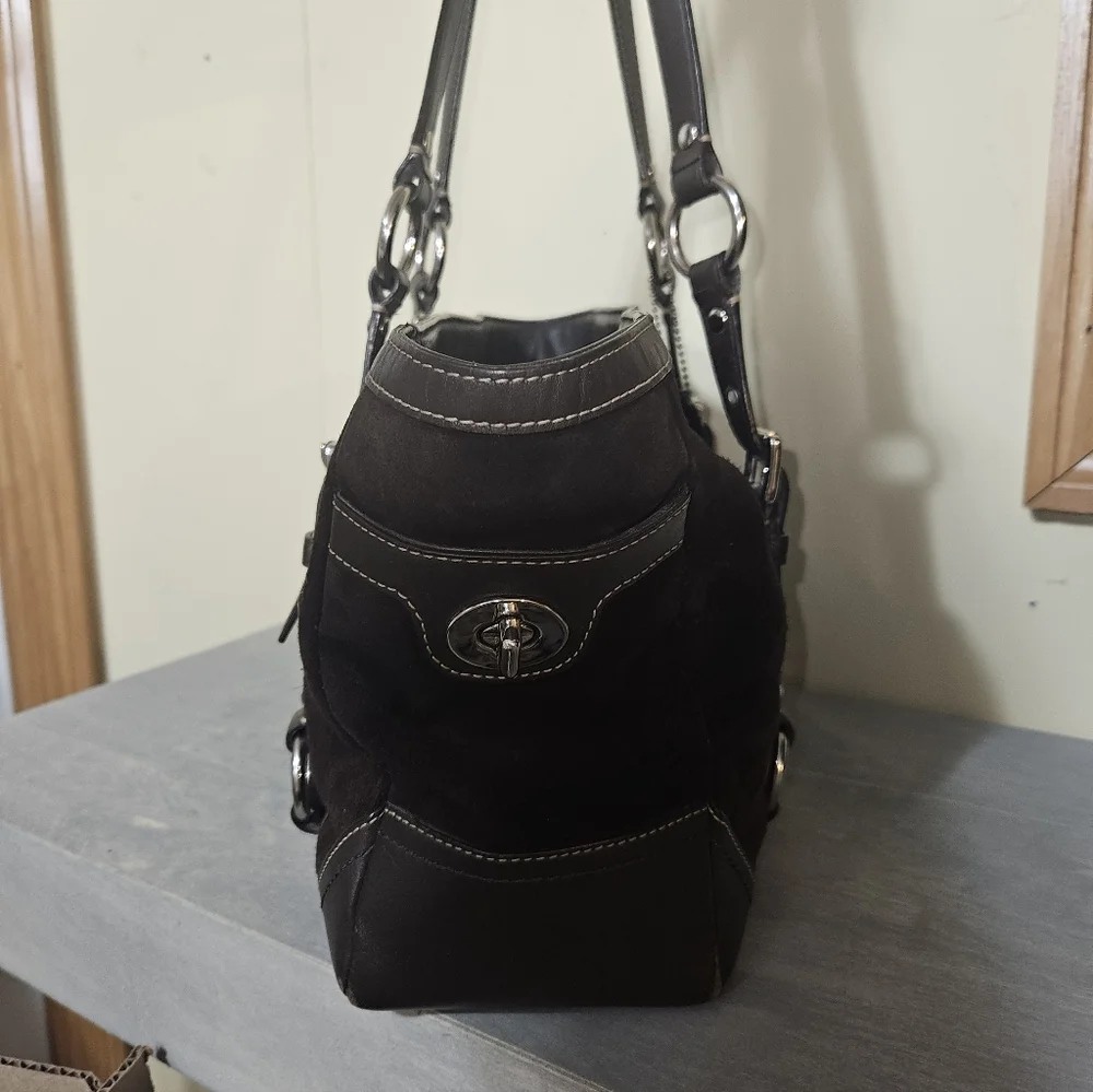 Coach Authentic Brown Leatherware Suede Shoulder Hand Bag F12836 Bag Vintage! - Picture 7 of 8